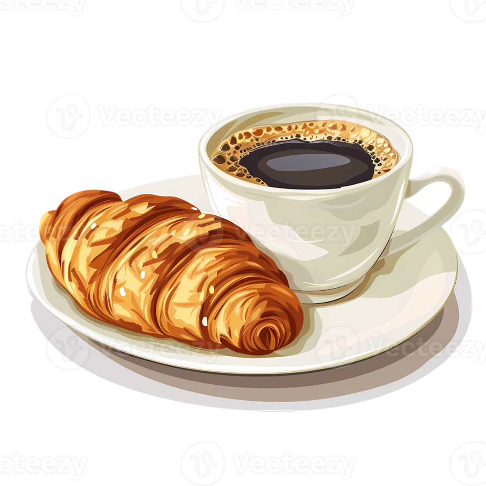 Coffee and Croissant Breakfast Delight png