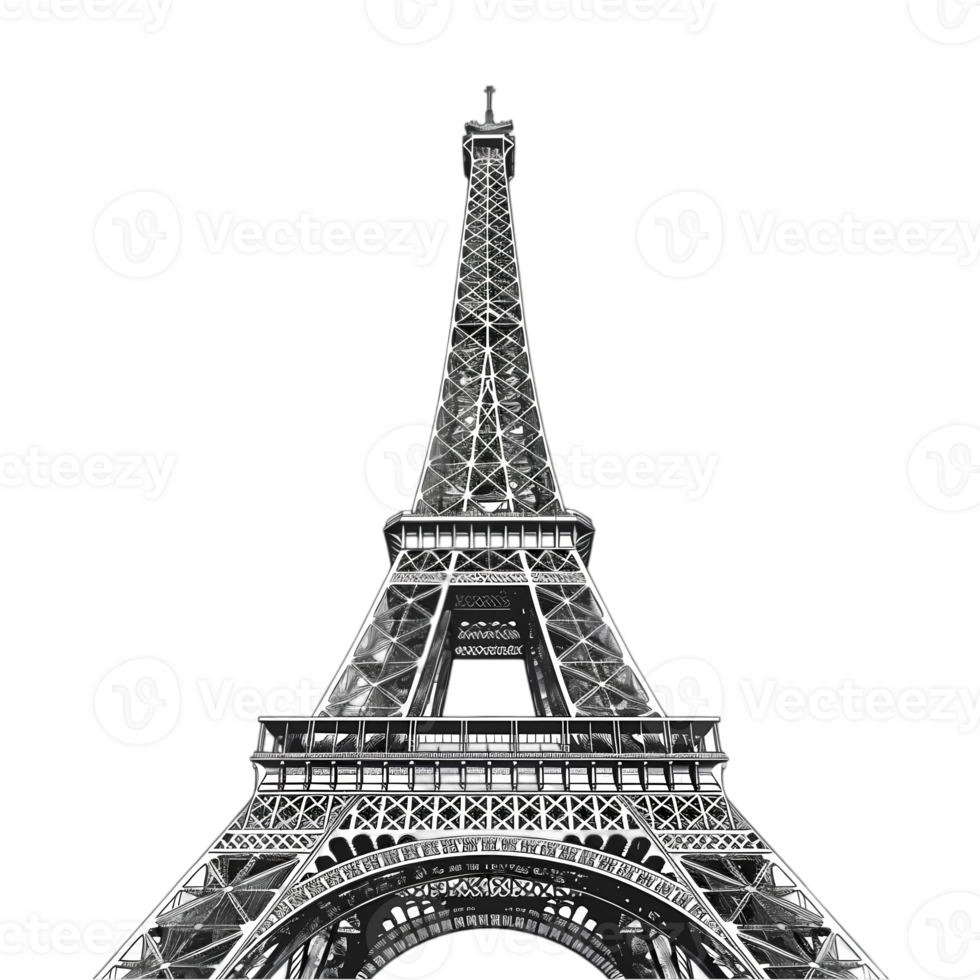 Eiffel Tower in Black and White png