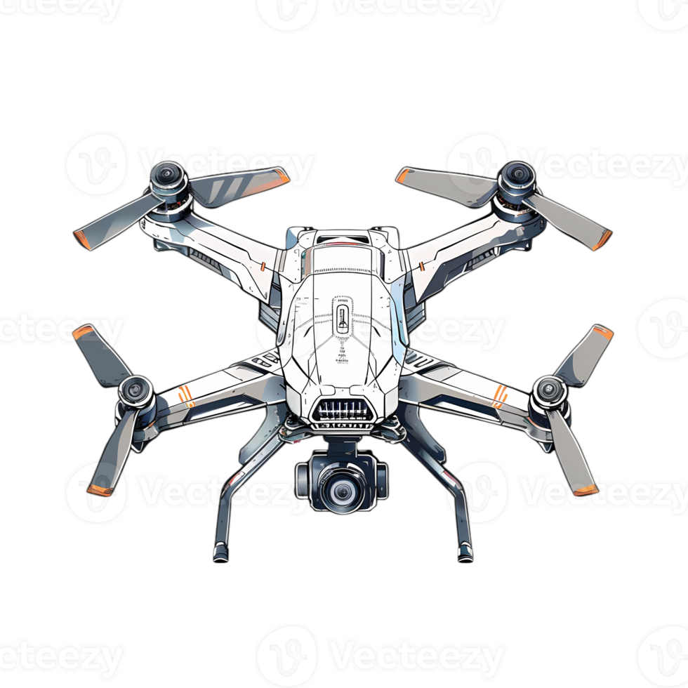 White Drone with Orange Accents and Camera png