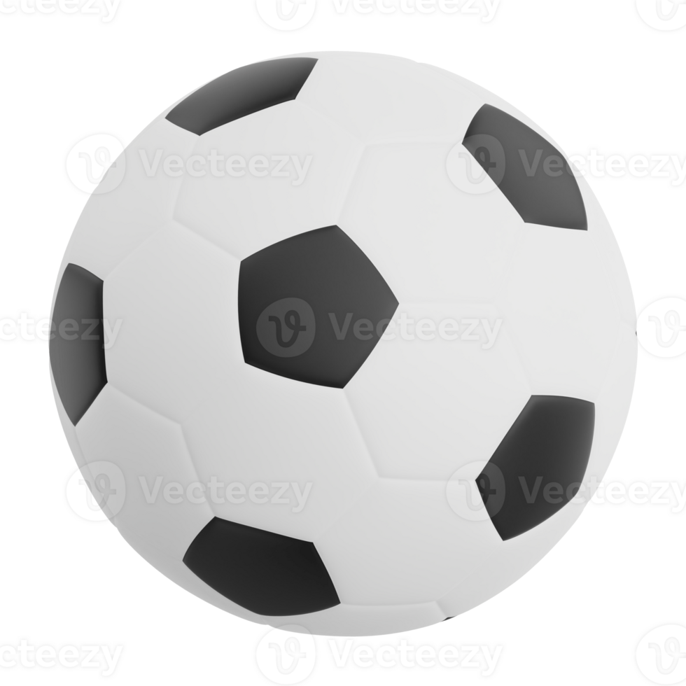 3D render soccer ball icon illustration. Isolated on transparent background png