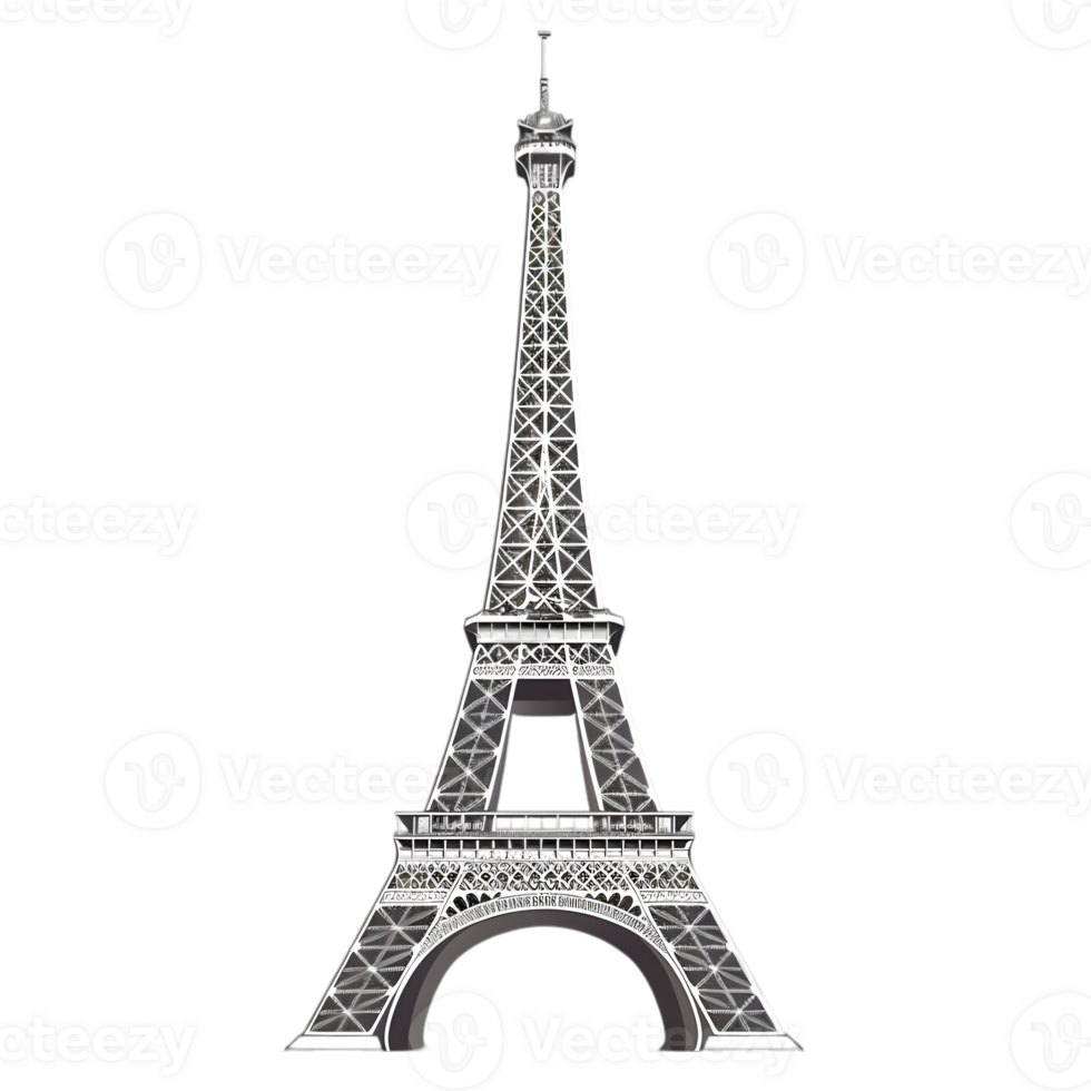 Eiffel Tower - A Black and White Illustration png