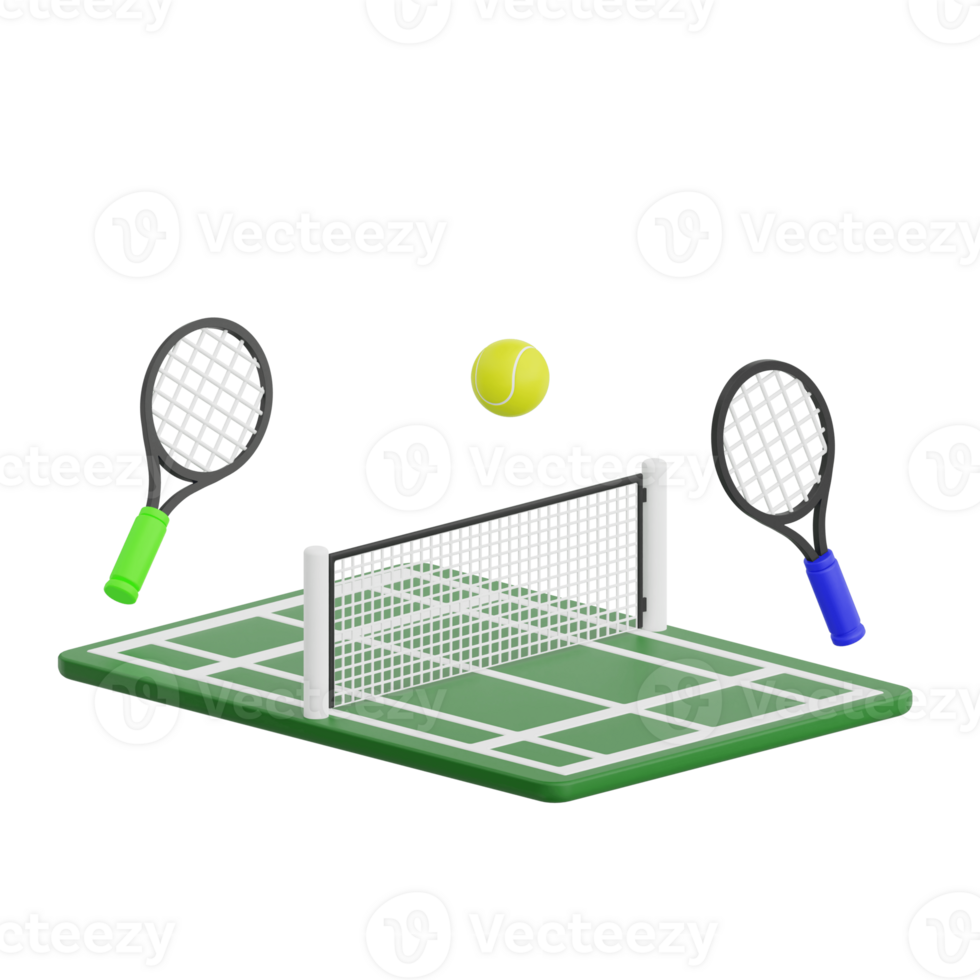 3D render tennis field icon illustration. Isolated on transparent background3D render tennis field icon illustration. Isolated on transparent background png