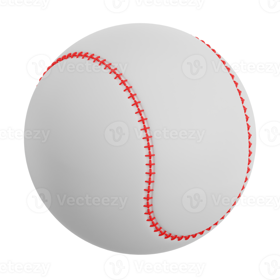 3D render baseball icon illustration. Isolated on transparent background png