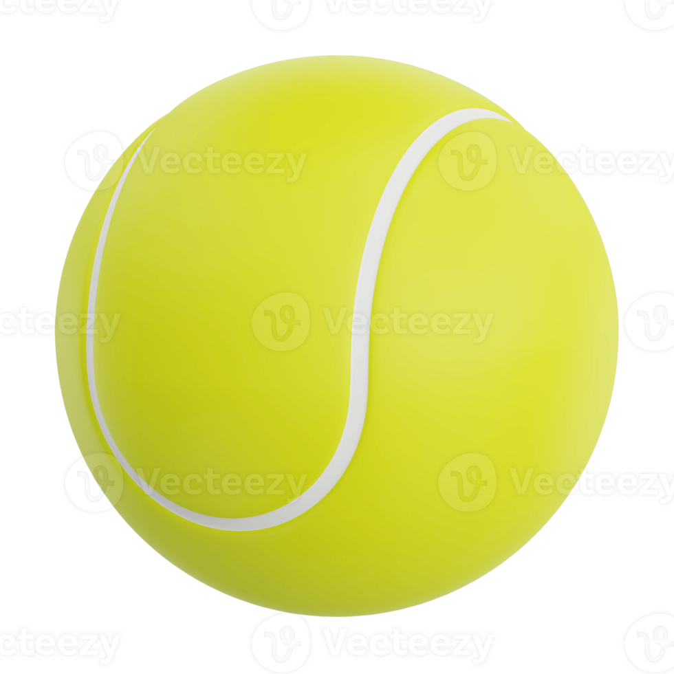 3D render tennis ball icon illustration. Isolated on transparent background png