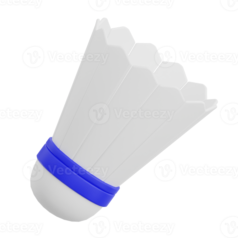 3D render shuttlecock badminton icon illustration. Isolated on transparent background png