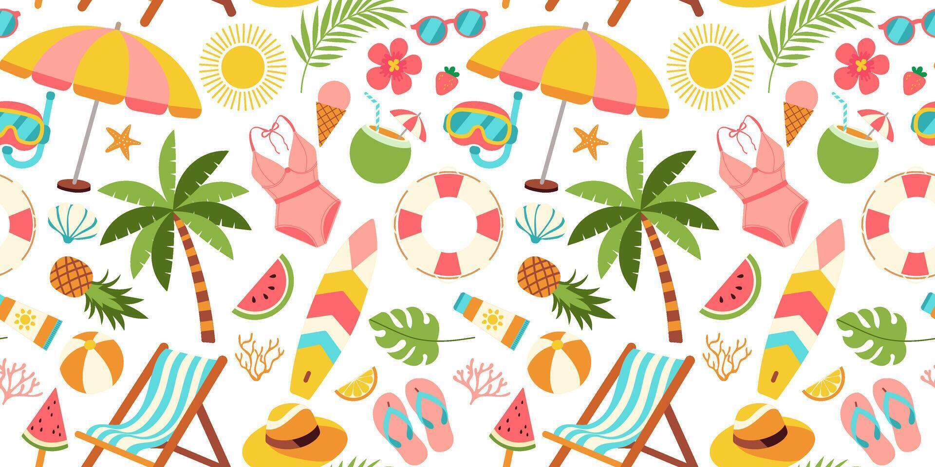 Beach Bliss Seamless Summer Pattern Collection vector