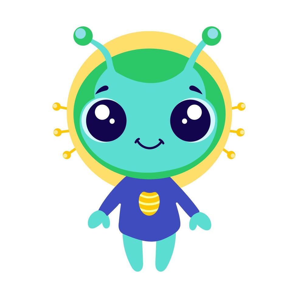 Cartoon alien on white background vector
