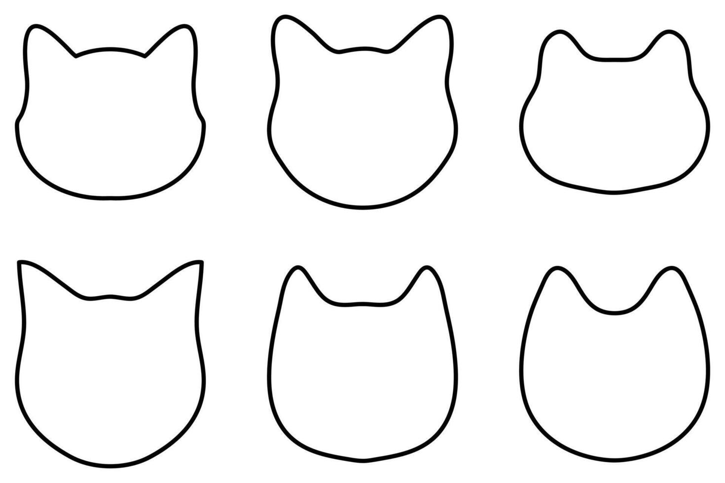 Simple cat head outline set design vector