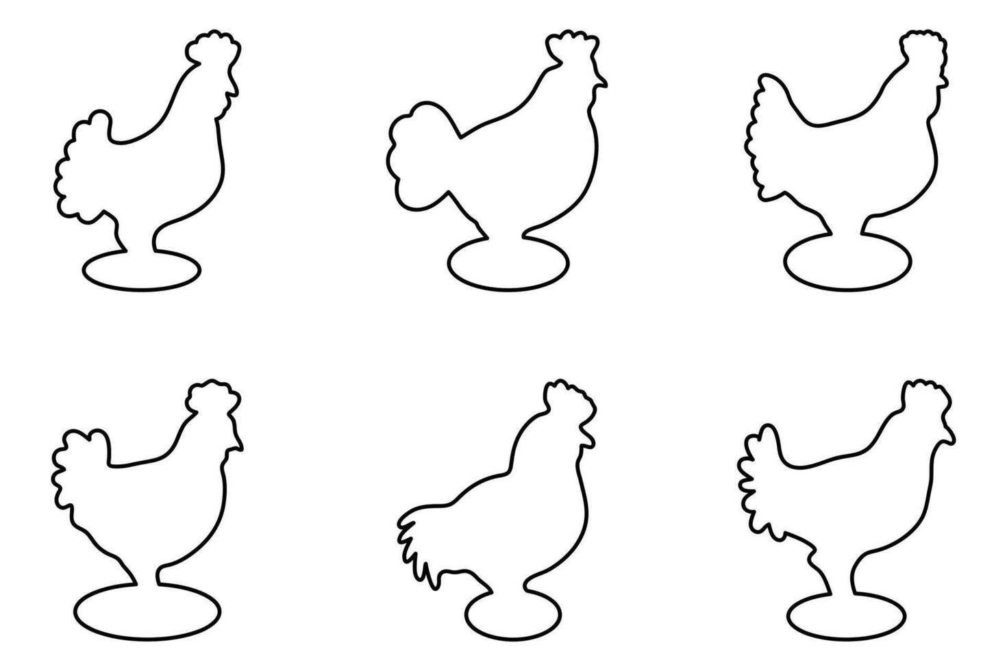 Outline chicken illustration design set vector