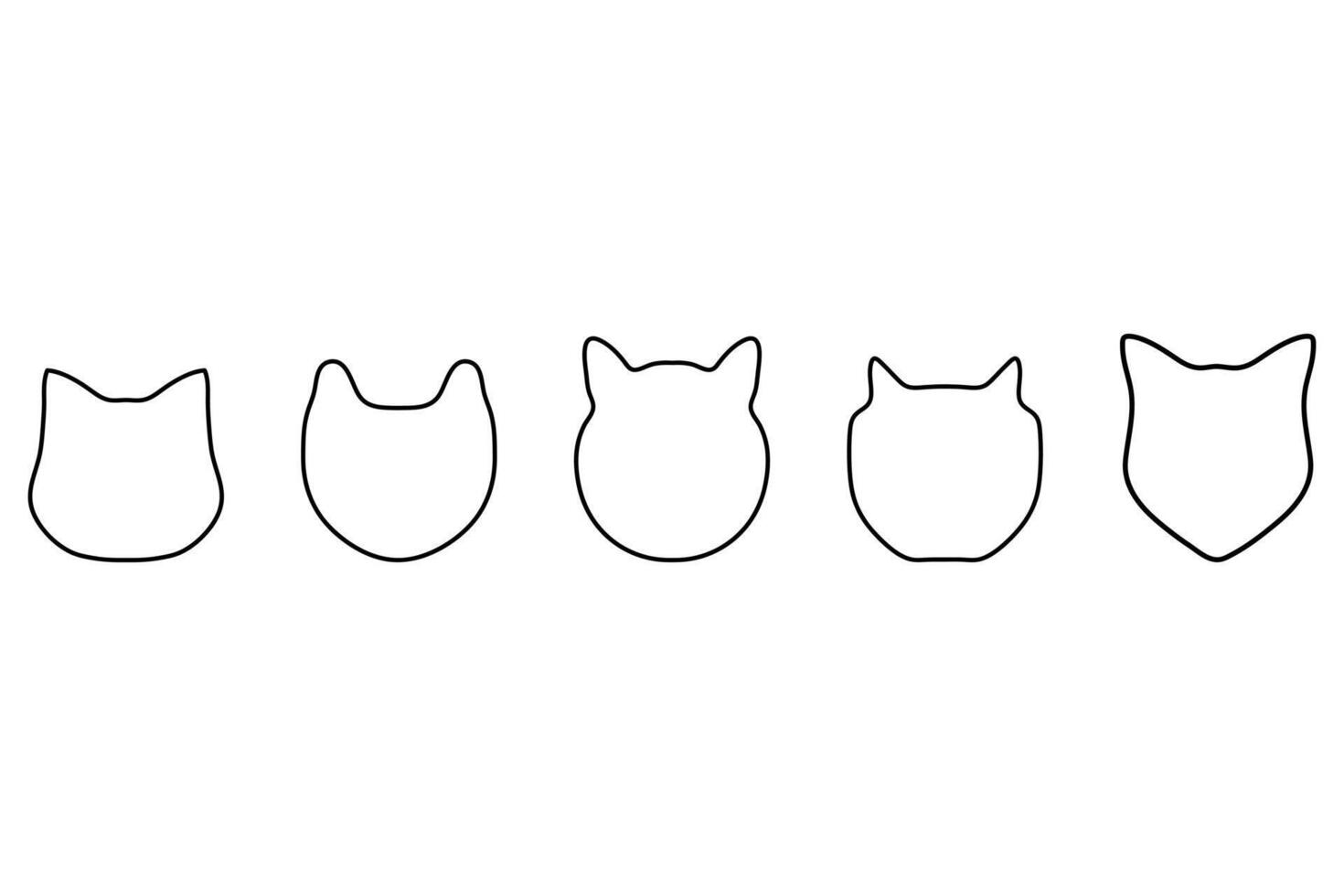 Simple cat head outline set design vector