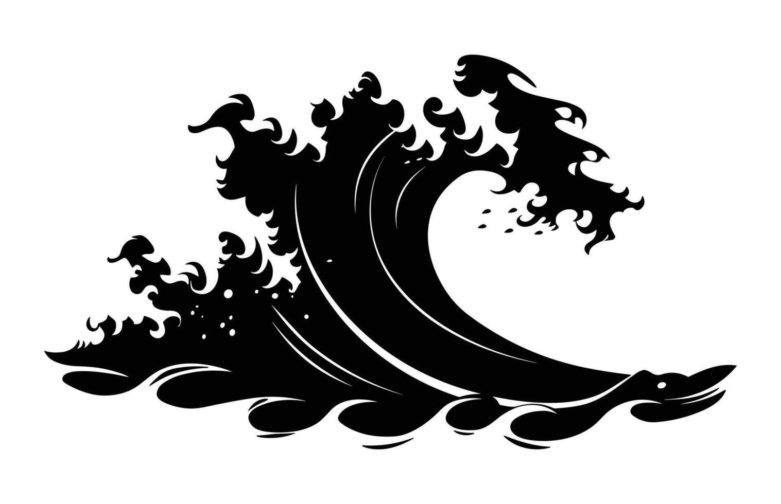 Tsunami Tidal Ocean Wave Silhouette Clipart vector