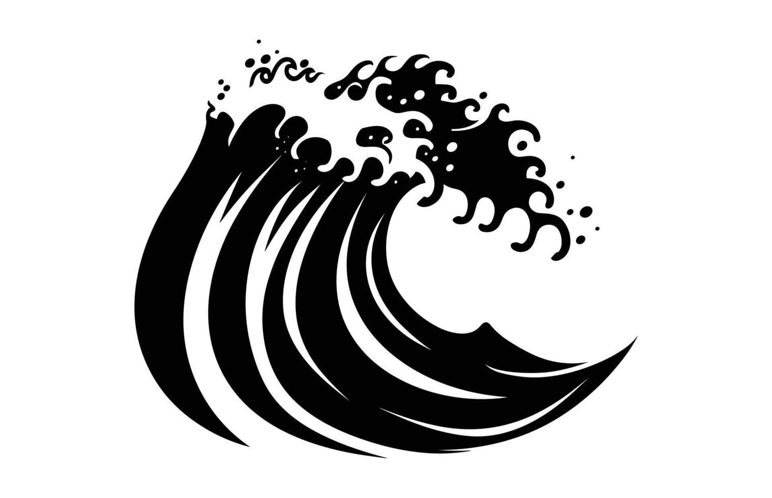 Ocean Wave black Silhouette isolated on a white background vector