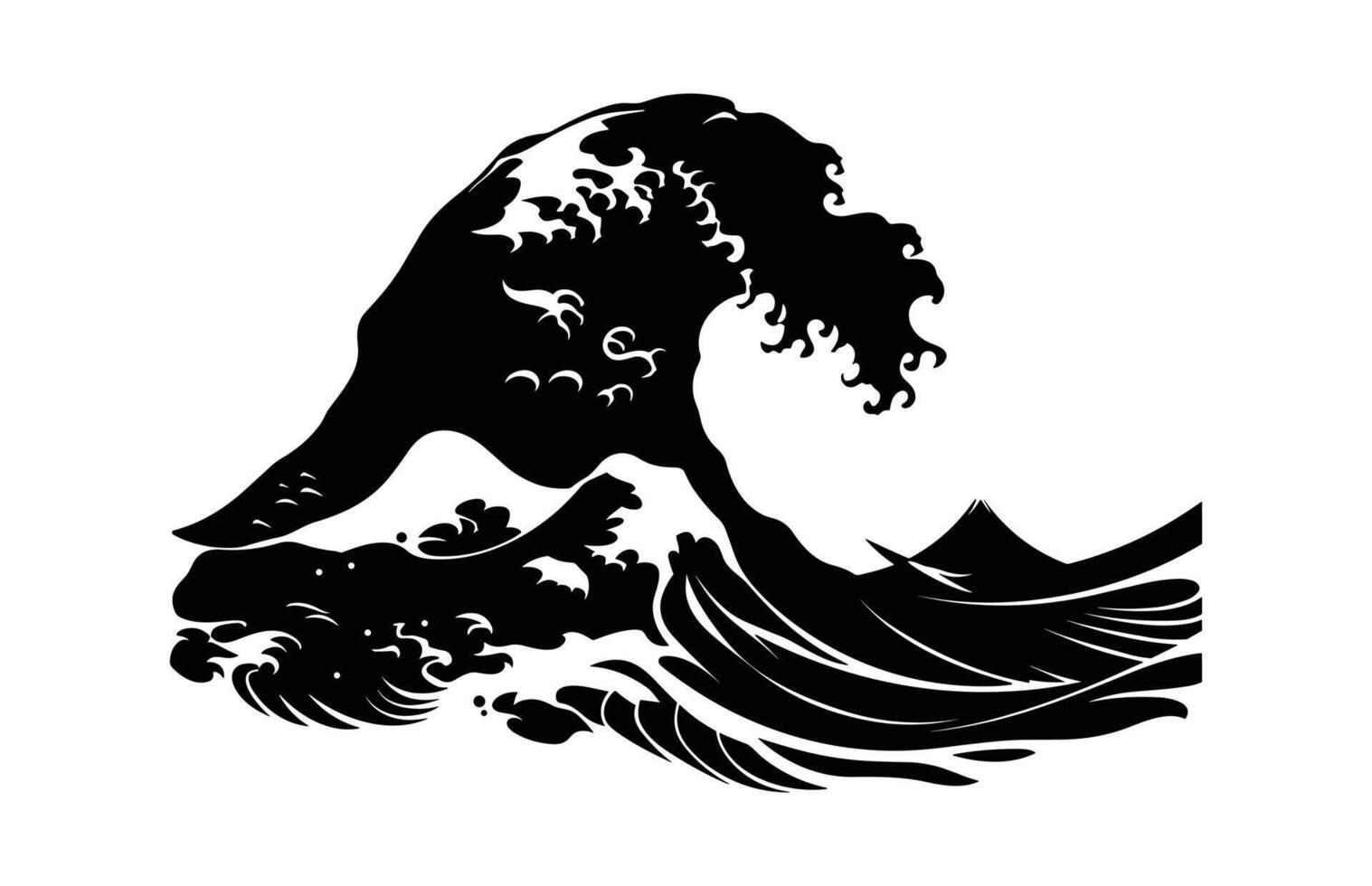 Tsunami Tidal Ocean Wave Silhouette Clipart vector