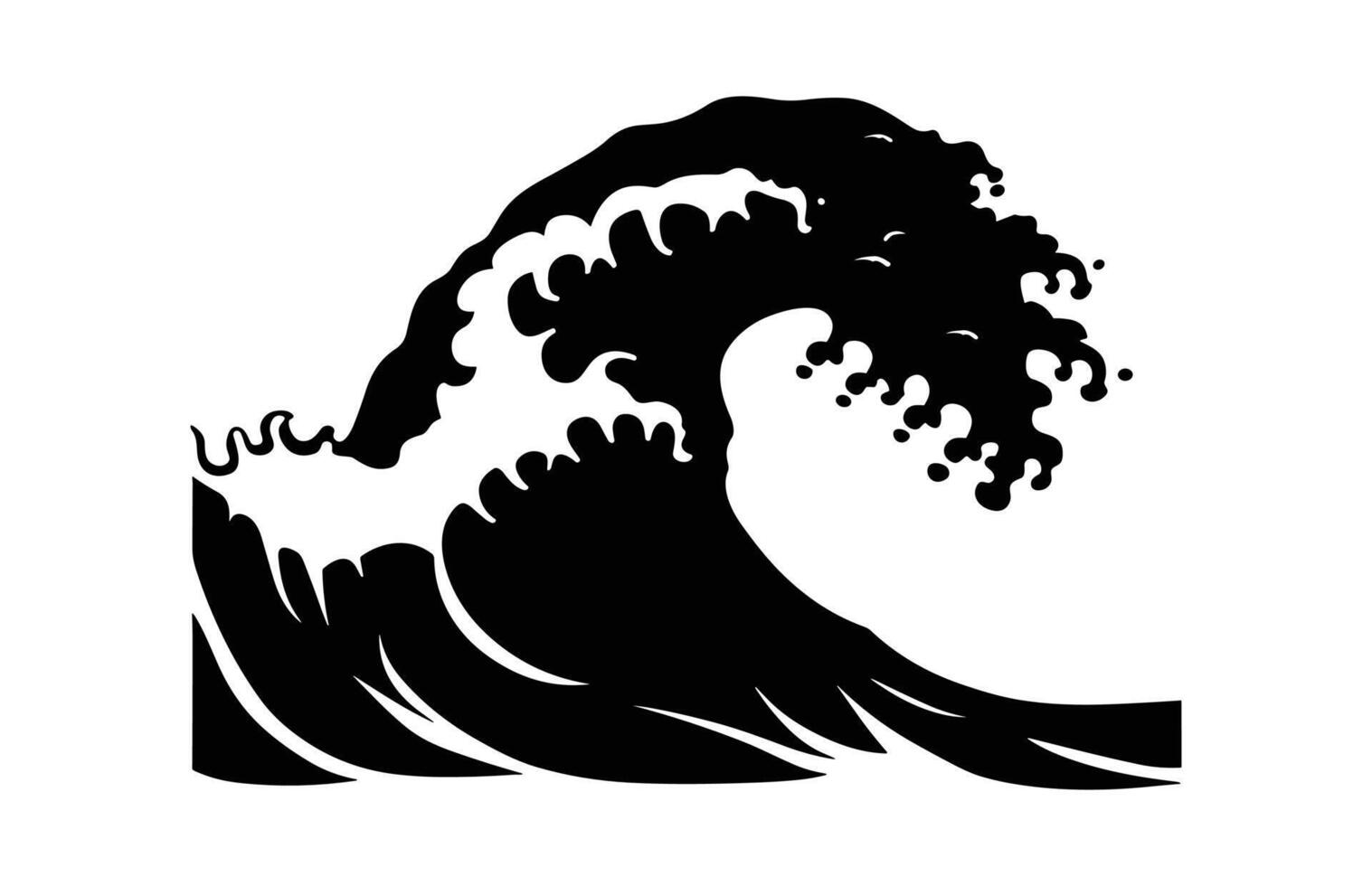Tsunami Tidal Ocean Wave Silhouette Clipart vector