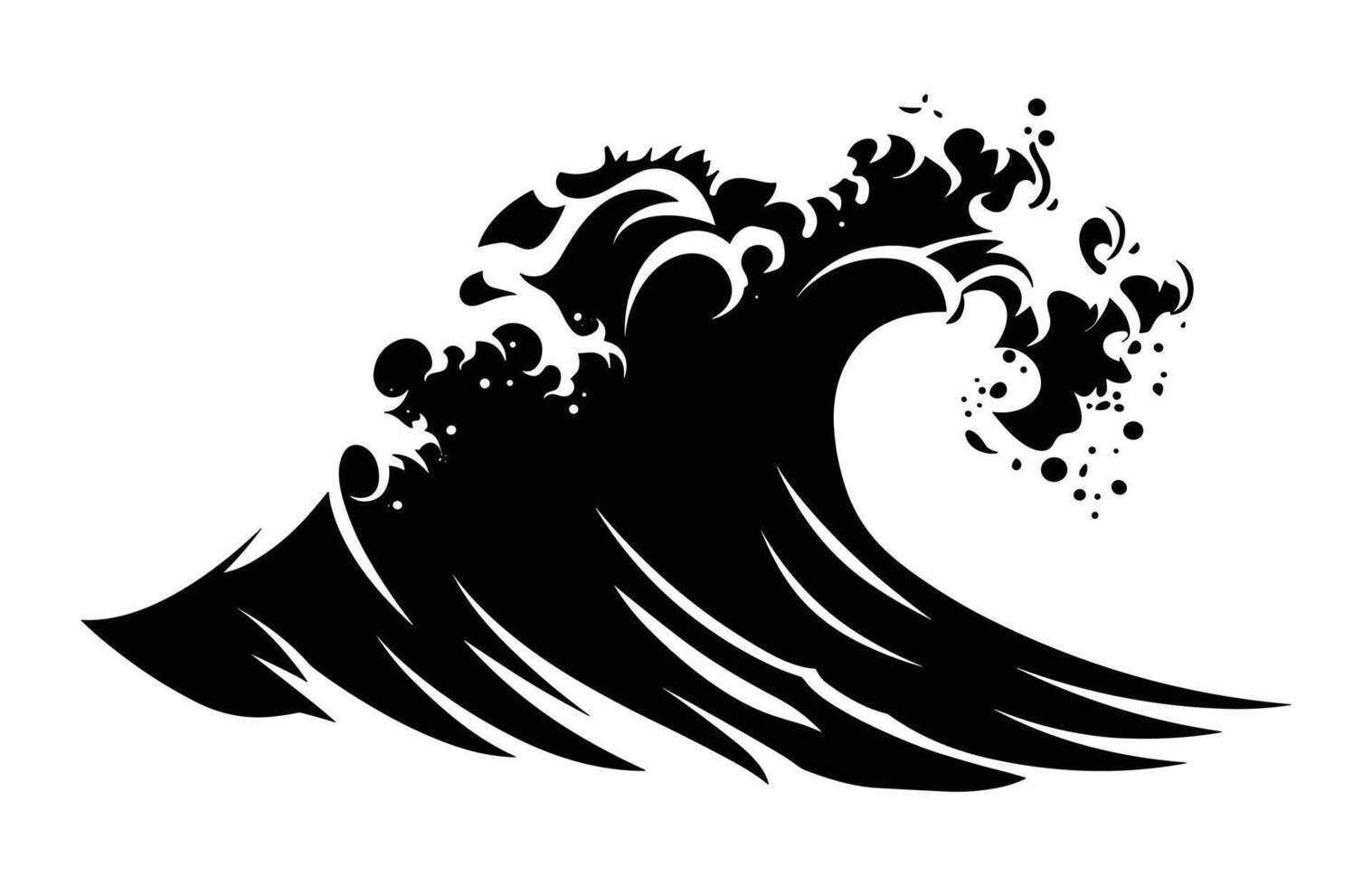 Tsunami Tidal Ocean Wave Silhouette Clipart vector
