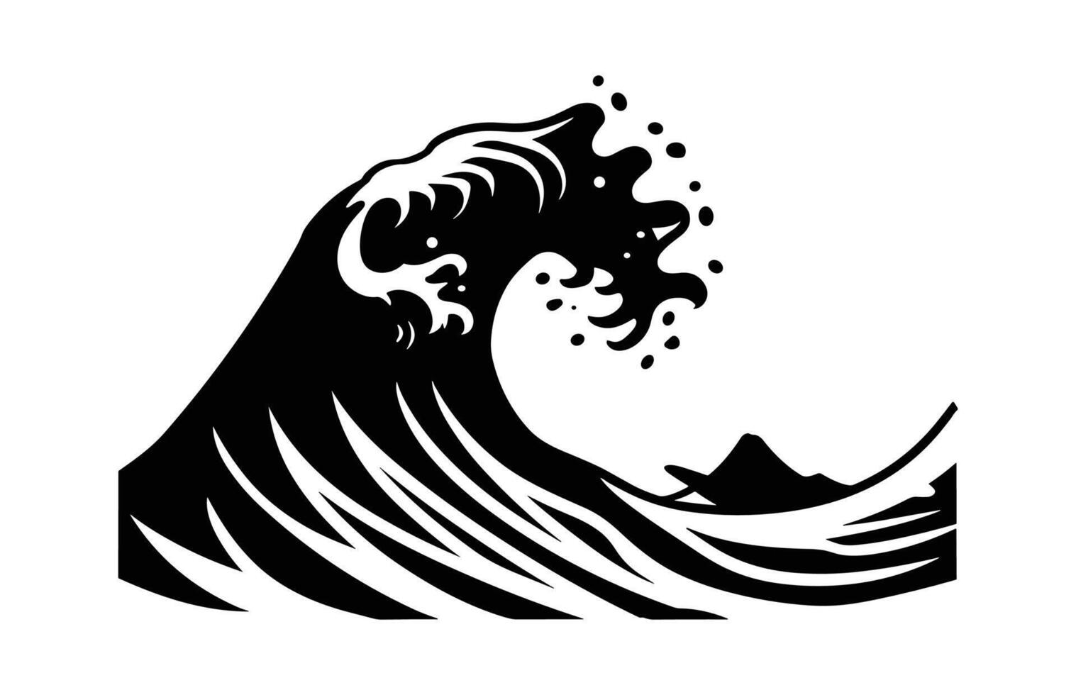 Tsunami Tidal Ocean Wave Silhouette Clipart vector