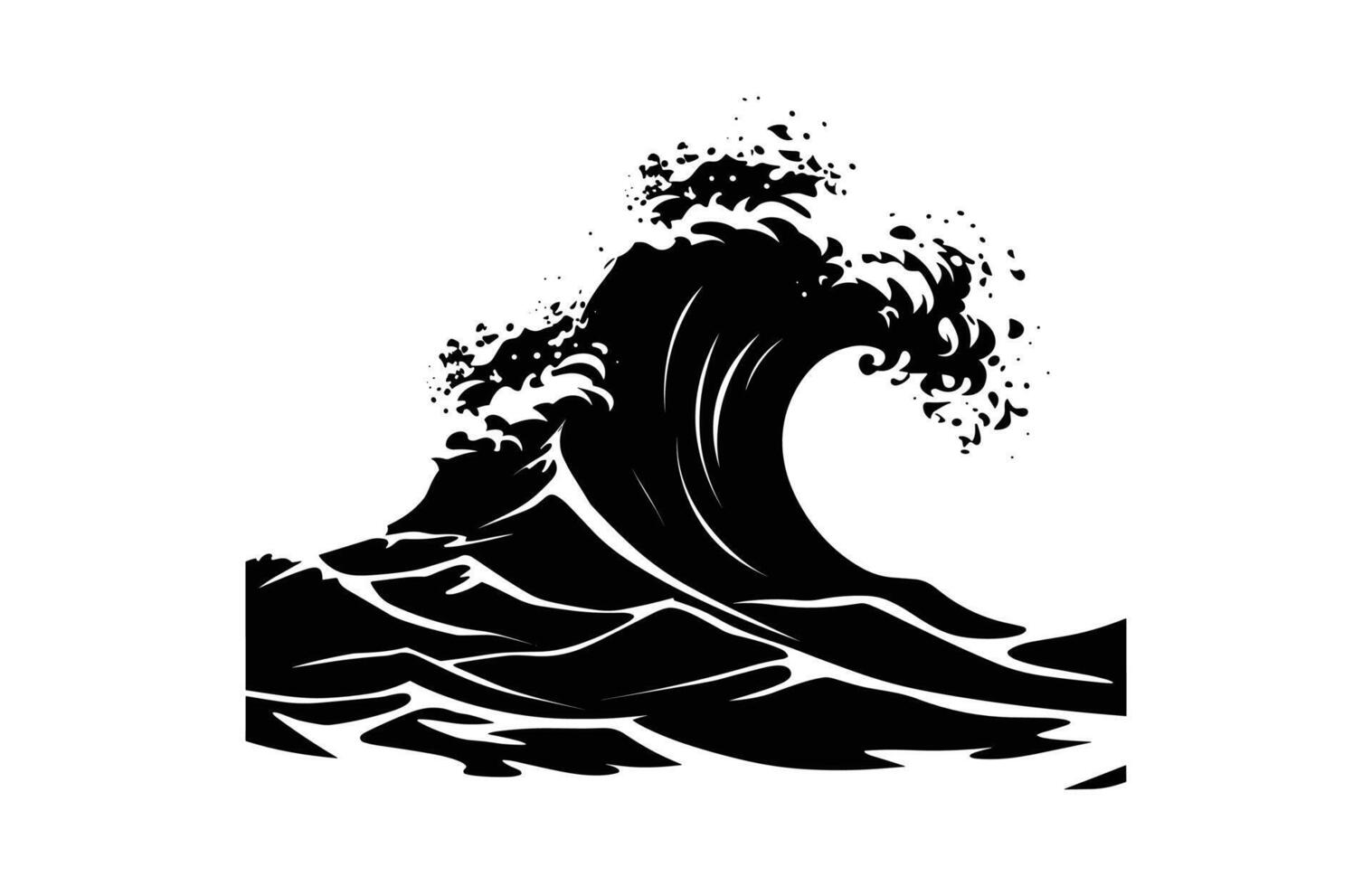 Tsunami Wave Silhouette isolated on a white background vector