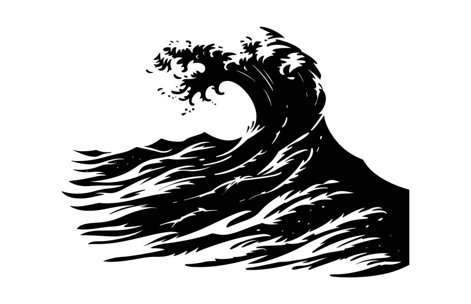 Tsunami Wave Silhouette isolated on a white background vector
