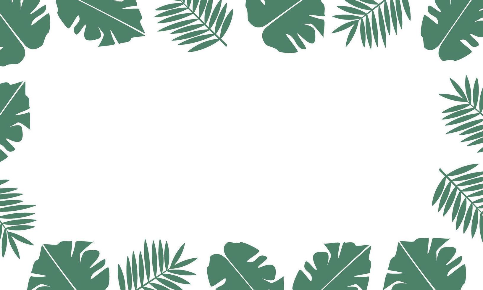 banner with frame of tropical green palm and monstera leaves vector