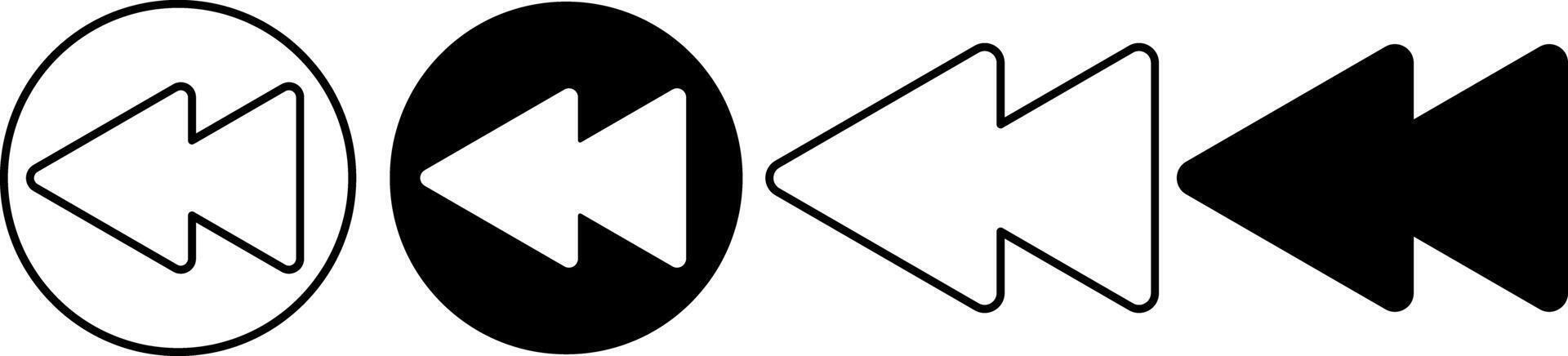 outline silhouette rewind icon set vector