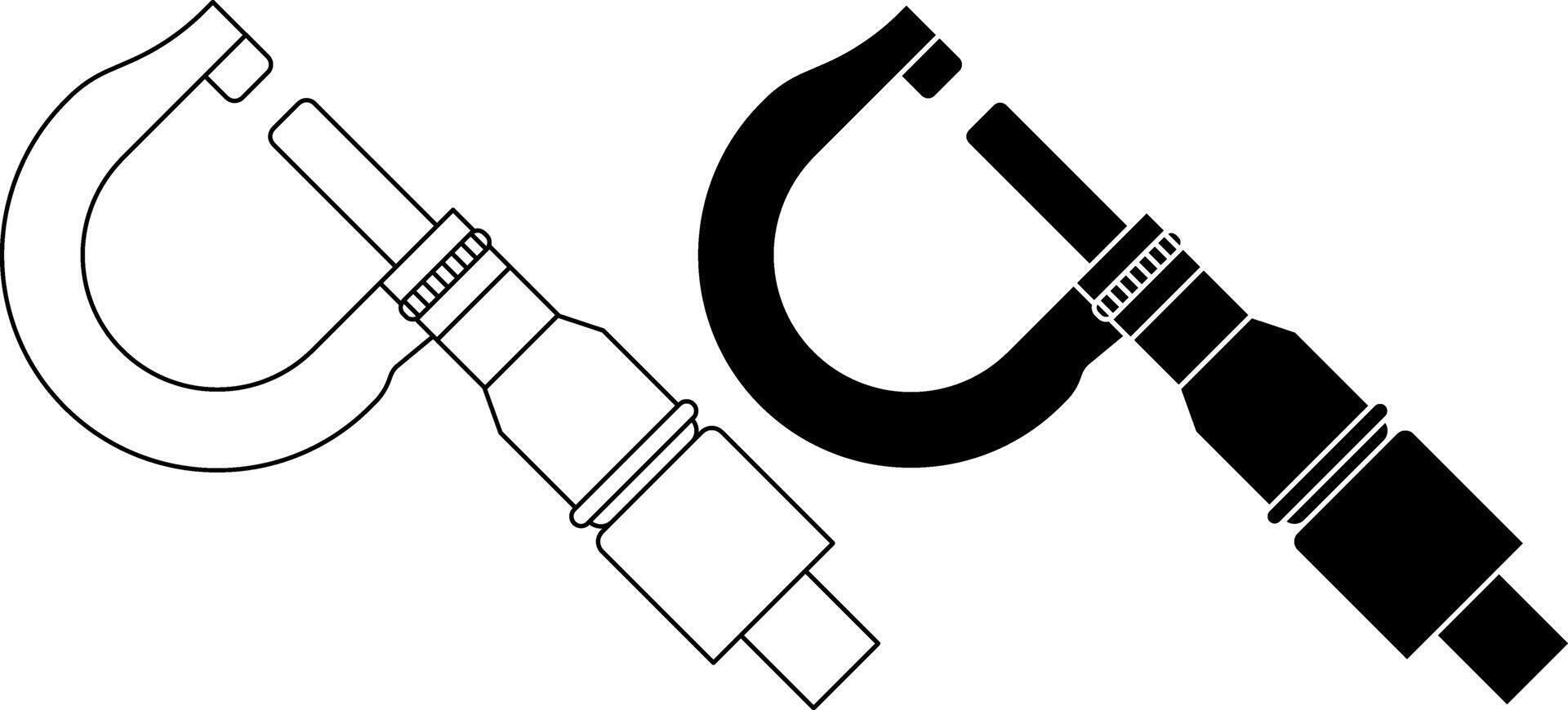 outline silhouette micrometer screw gauge flat icon vector
