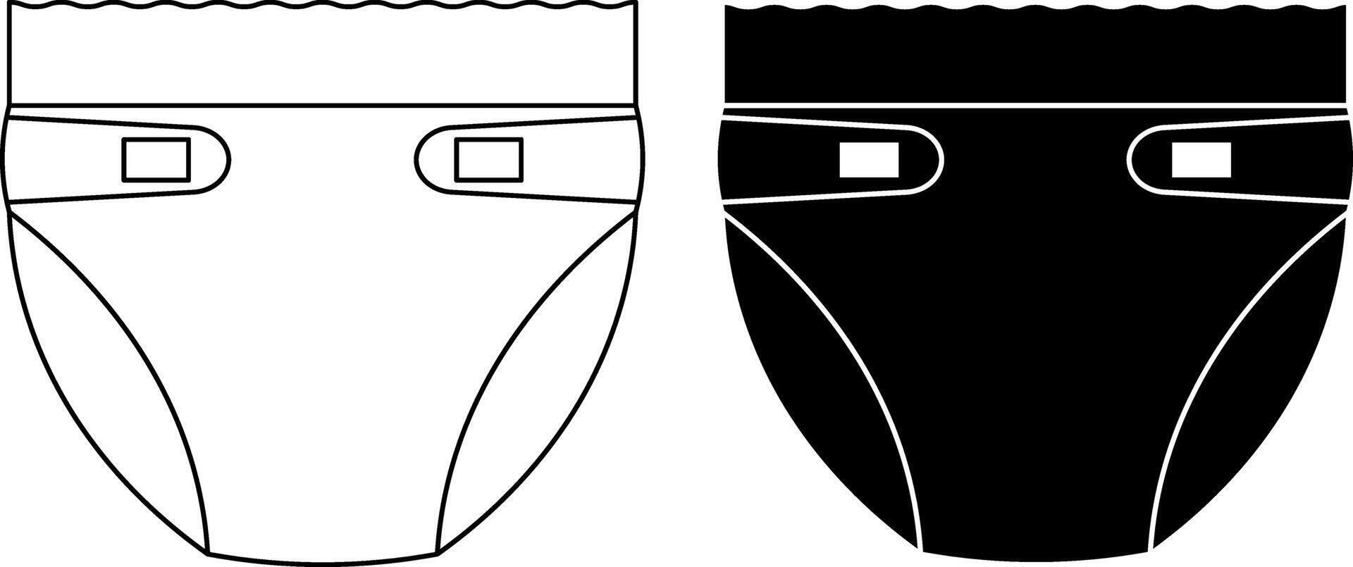 front view diapers icon set vector