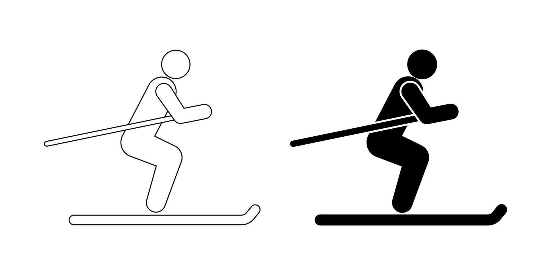 outline silhouette Skiing icon set vector
