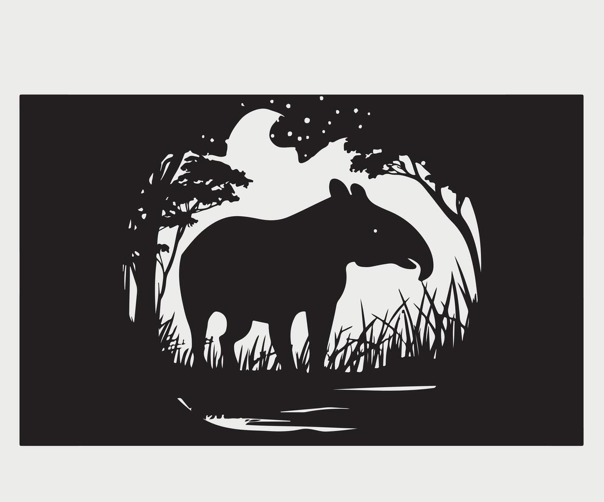 Tapir silhouettes on white background vector