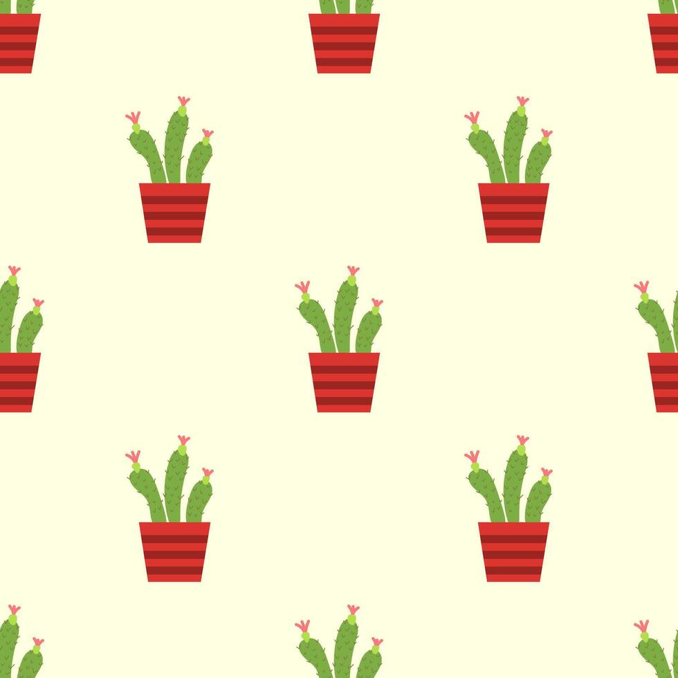 seamless cactus pattern vector