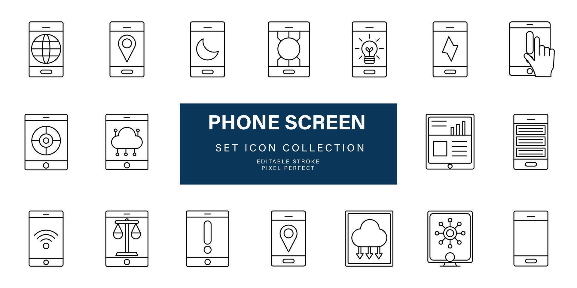 set screen icon collection vector