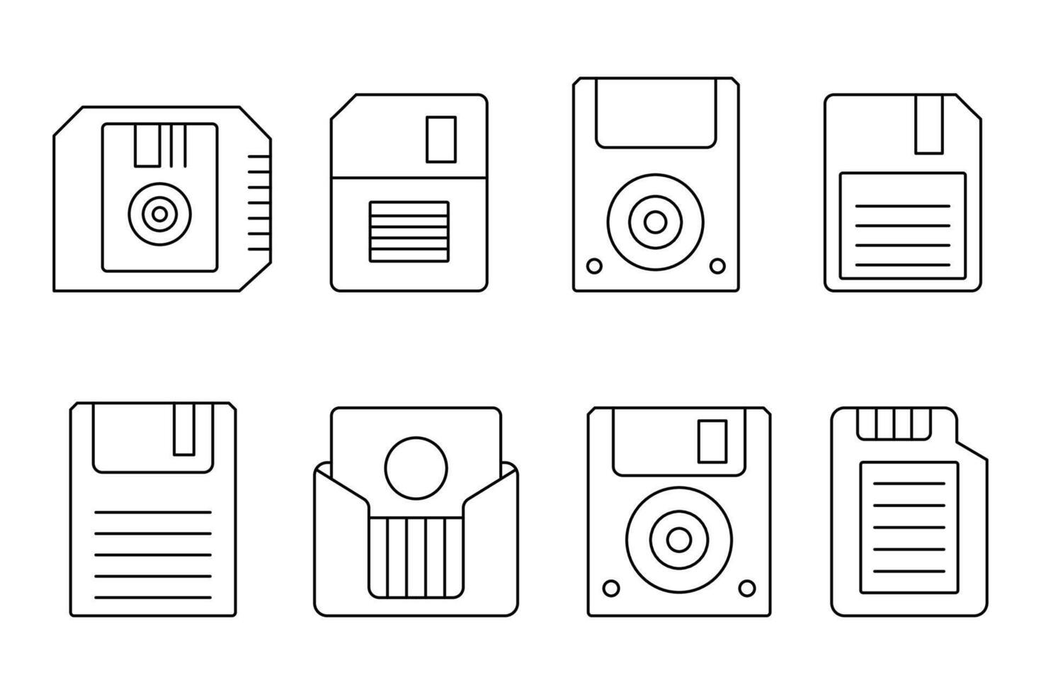 Tech Memory Storage Information icon set vector