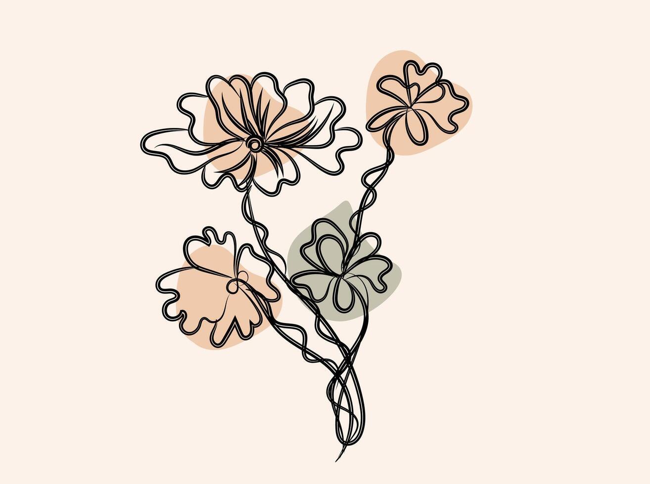 Hand drawn flat design simple flower outline vector