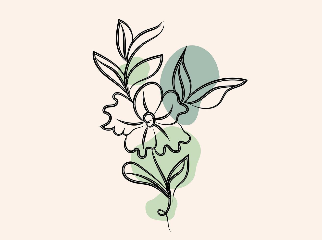 Hand drawn flat design simple flower outline vector