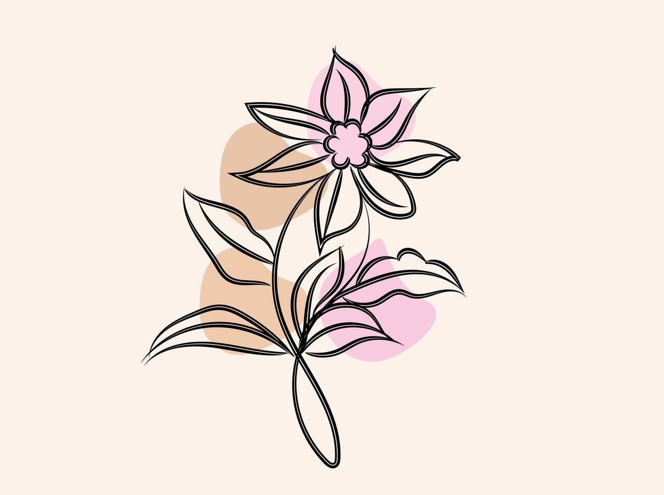 Hand drawn flat design simple flower outline vector