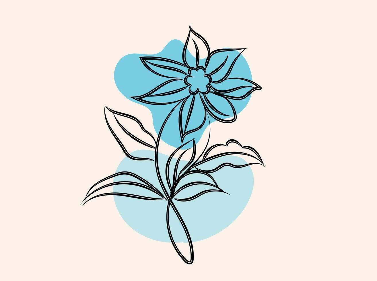 Hand drawn flat design simple flower outline vector