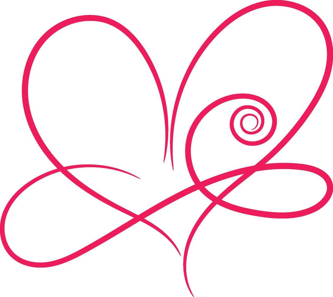 Calligraphy Red Double Heart vector