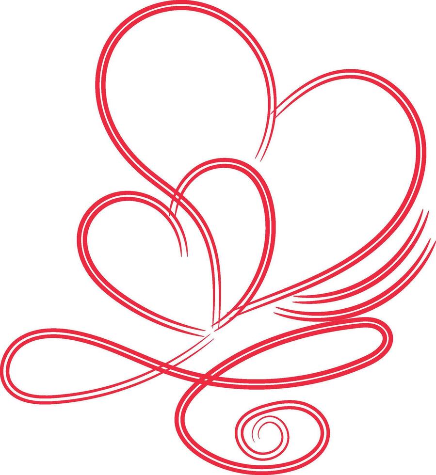 Calligraphy Red Double Heart vector