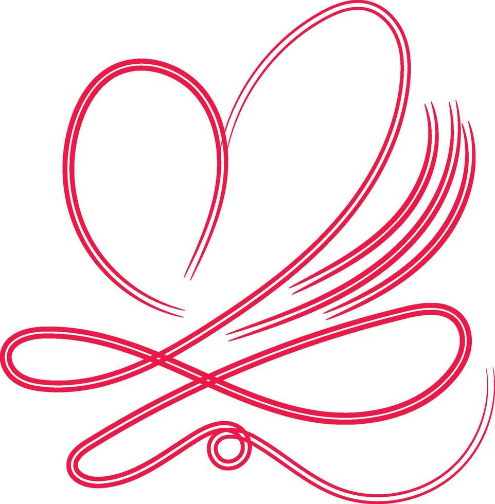 Calligraphy Red Double Heart vector