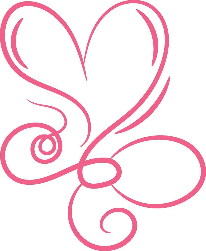 Calligraphy Red Double Heart vector