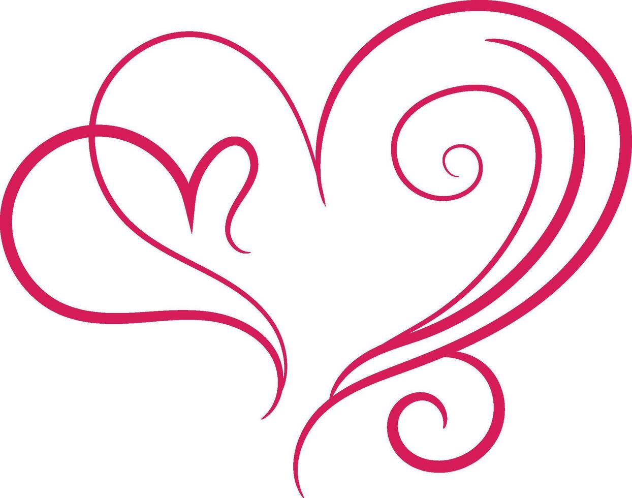 Calligraphy Red Double Heart vector