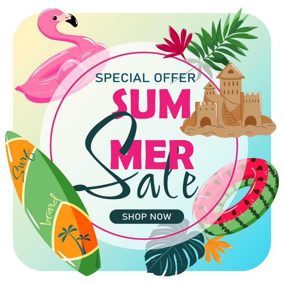 Design template for summer sale poster vector