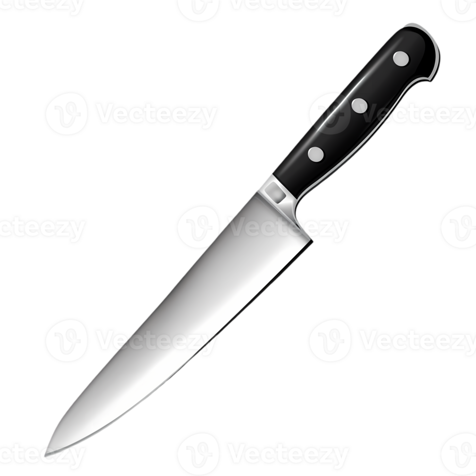 Sharp Kitchen Knife with Black Handle png