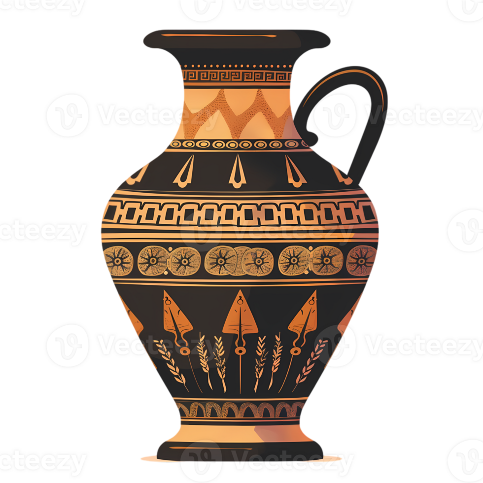 Ancient Greek Pottery with Geometric Patterns png