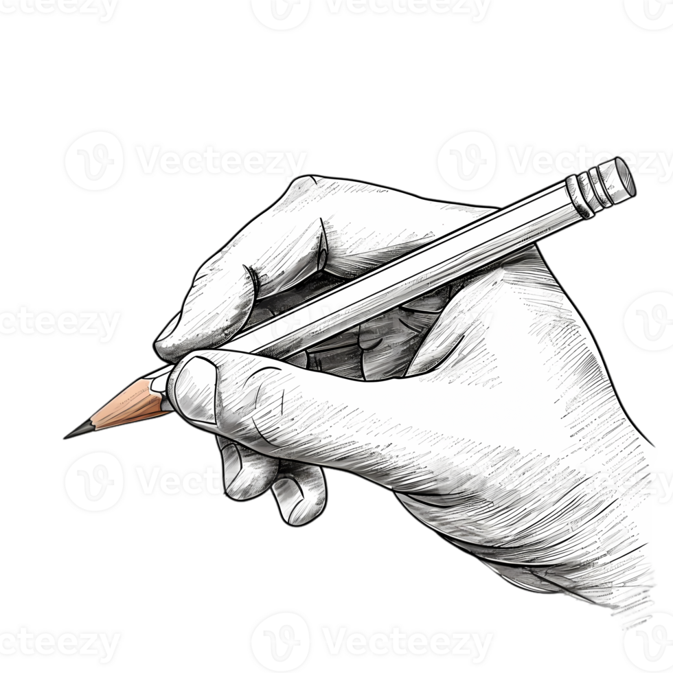Close-Up of a Hand Holding a Pencil png