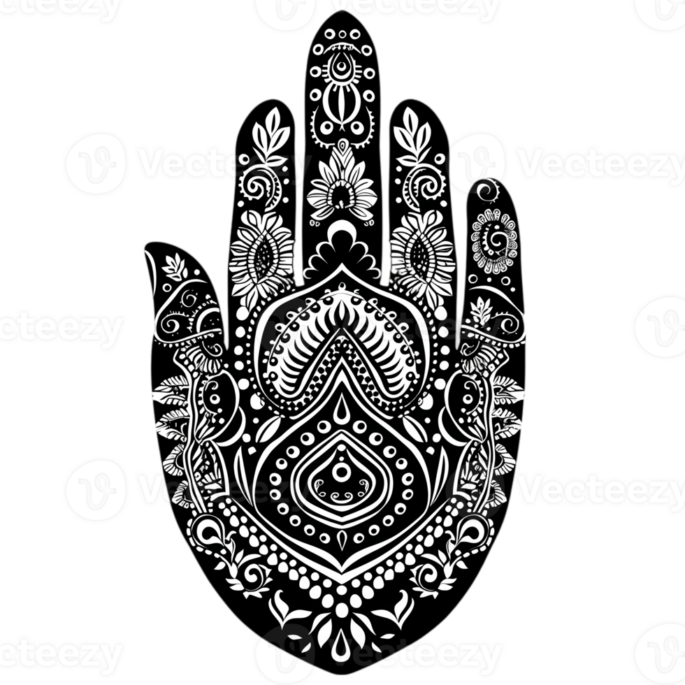 Henna Hand Design with Intricate Patterns png