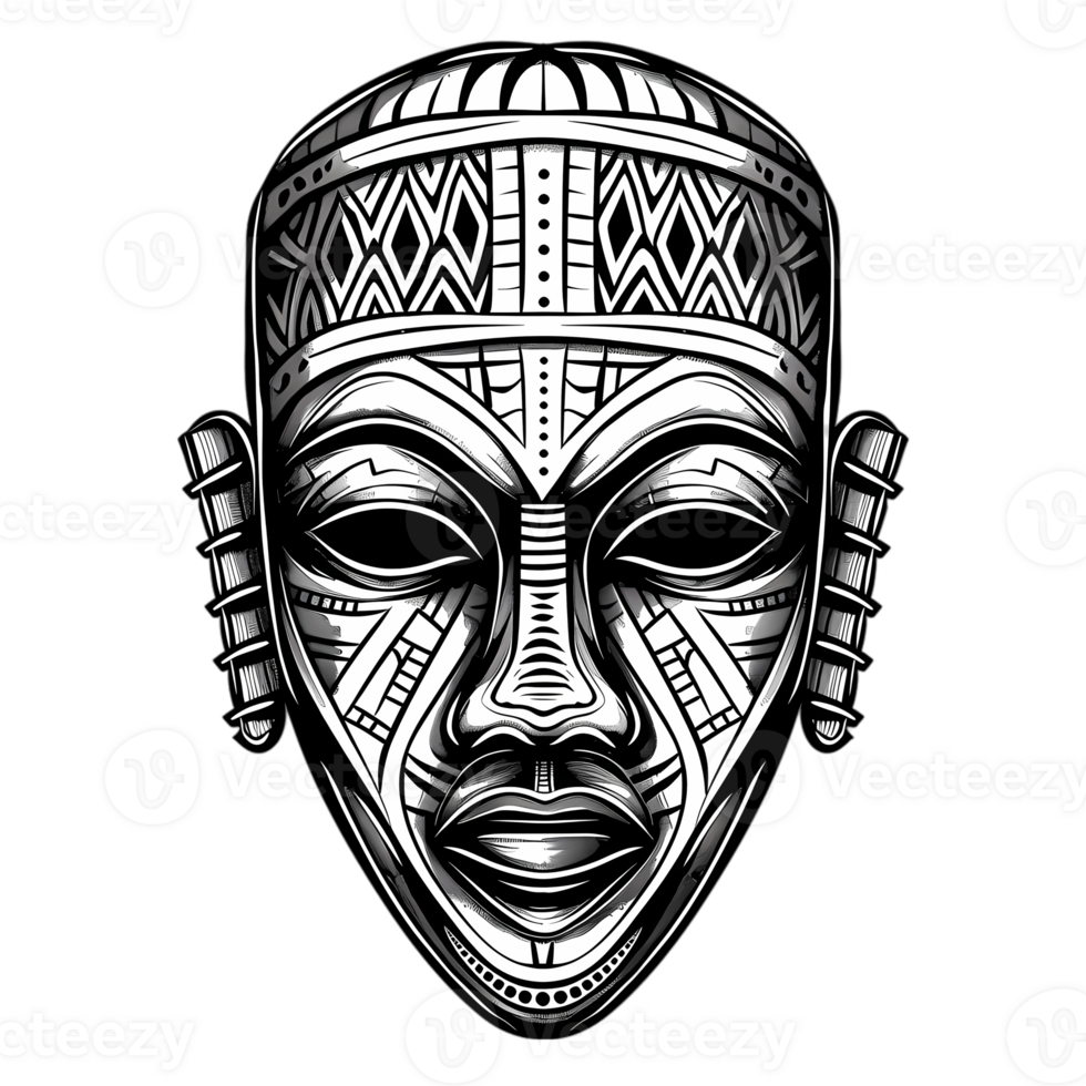 Tribal Mask with Geometric Patterns png
