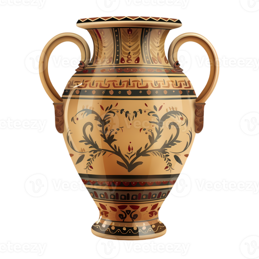 Ancient Greek Pottery Vase With Decorative Patterns png