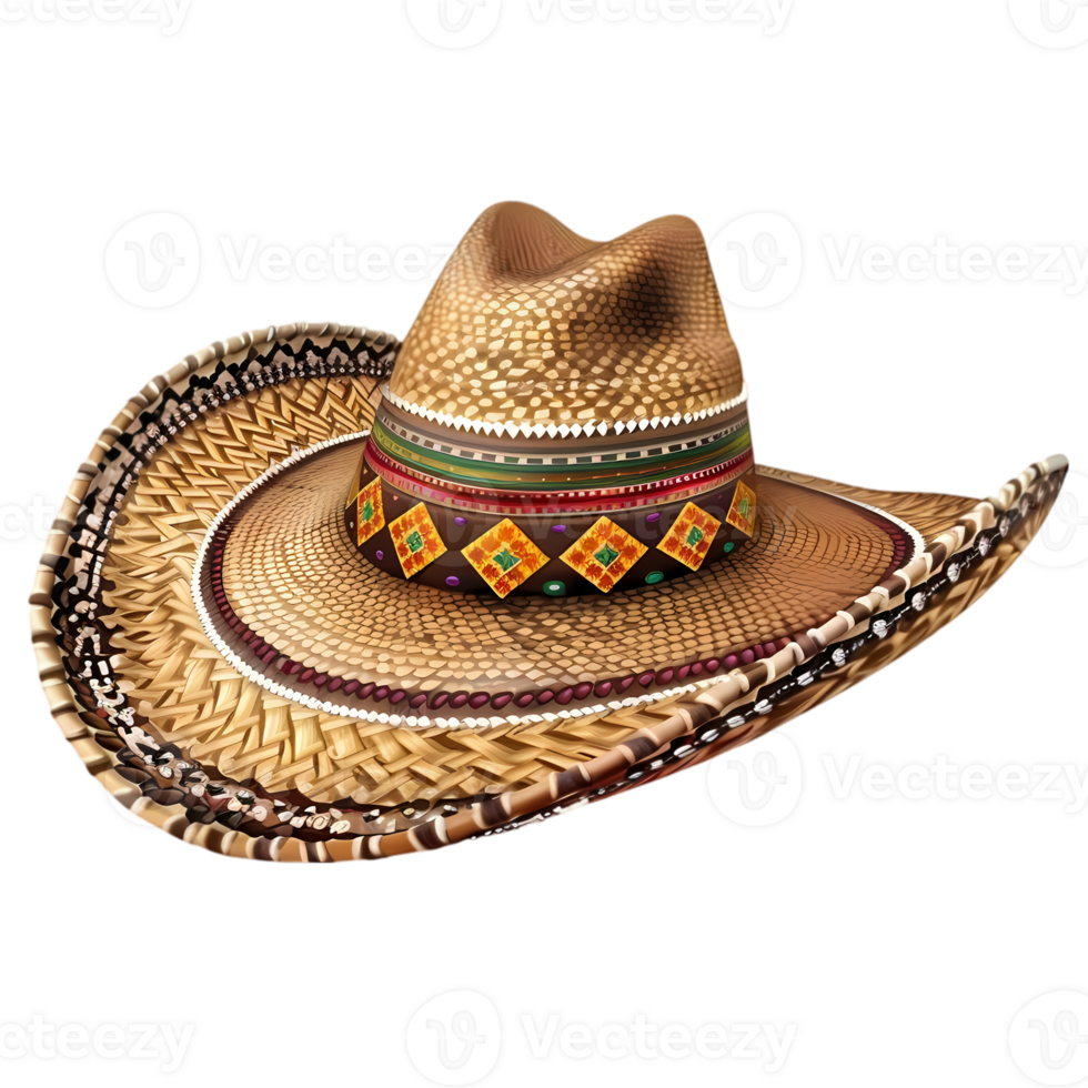 Colorful Mexican Straw Hat png