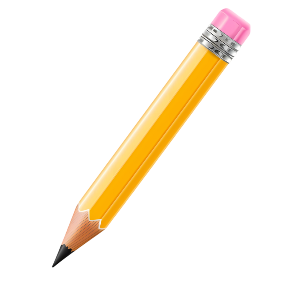Yellow Pencil with Pink Eraser png