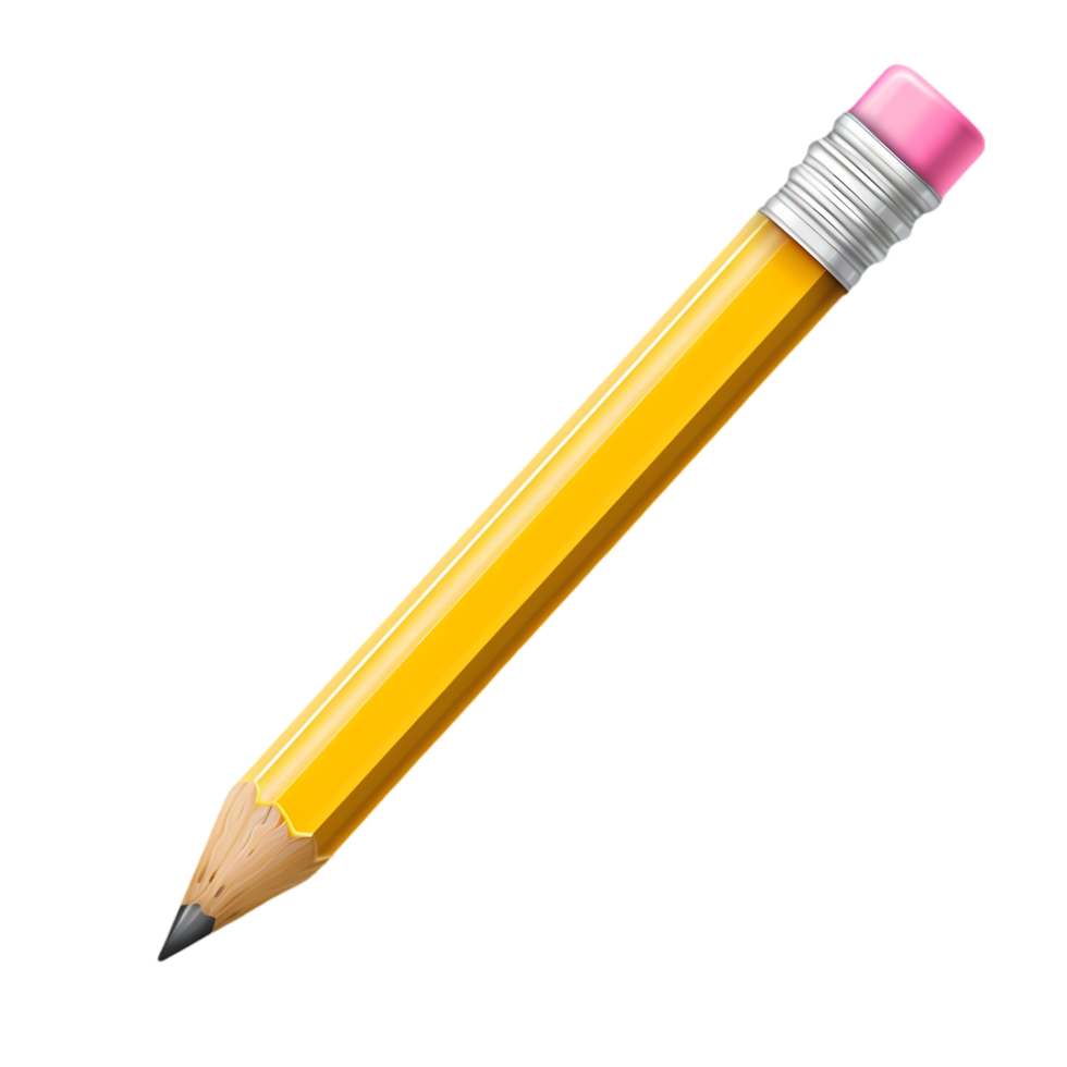 Yellow Pencil with Pink Eraser png